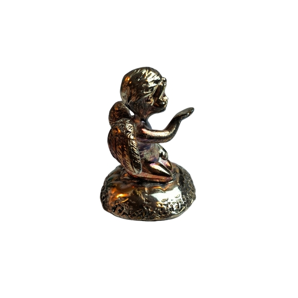 Vintage Silver Plated Cherub Ring Holder Or Paperweight - Picture 6 of 6